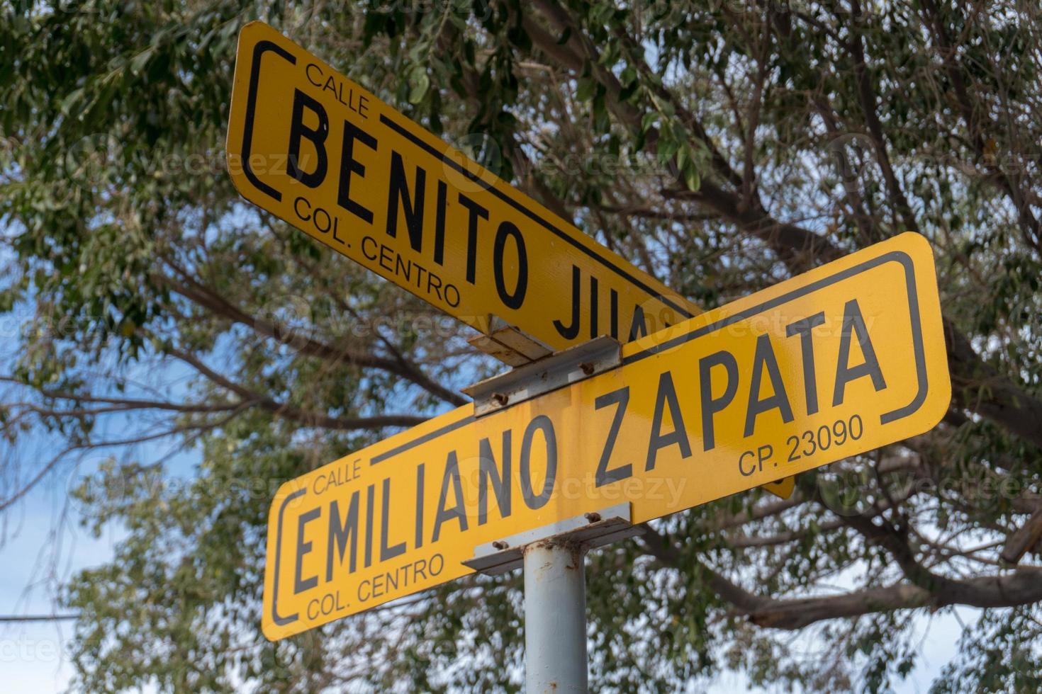 Mexican road street sign juarez zapata photo