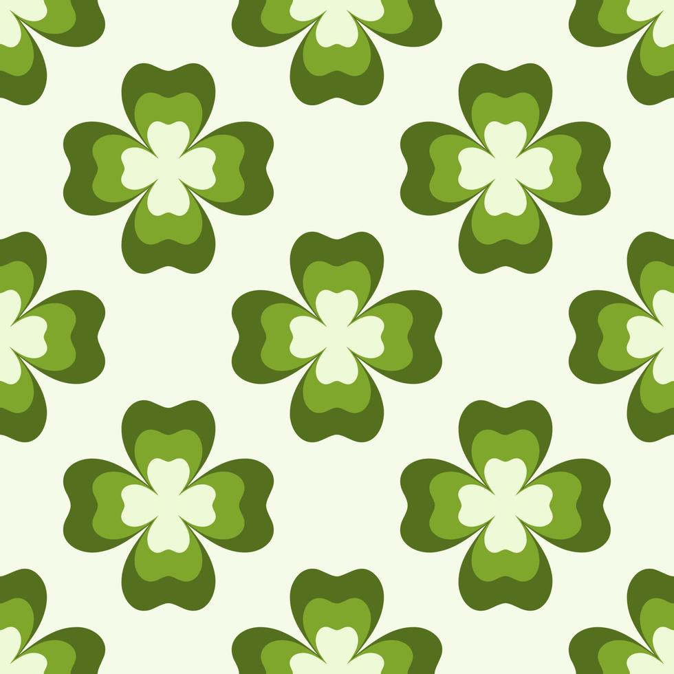 St. Patricks Day seamless pattern of shamrock leaves on isolated background. Hand drawn design for St. Paddy day celebration, party decoration, wall paper, scrapbooking, textile, print, home decor. vector