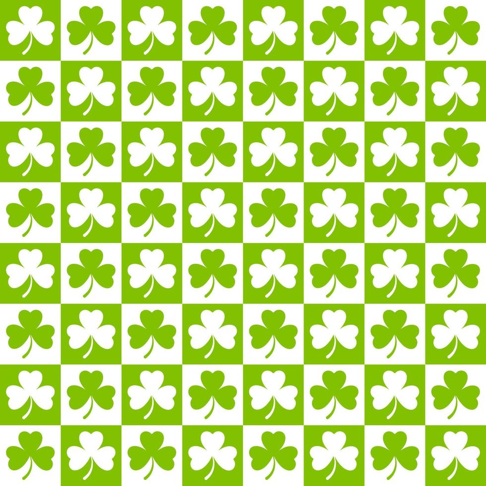 St. Patricks Day seamless pattern of gingham clover leaves. Hand drawn design for St. Paddy day celebration, party decoration, wall paper, scrapbooking, textile, print, home decor. vector