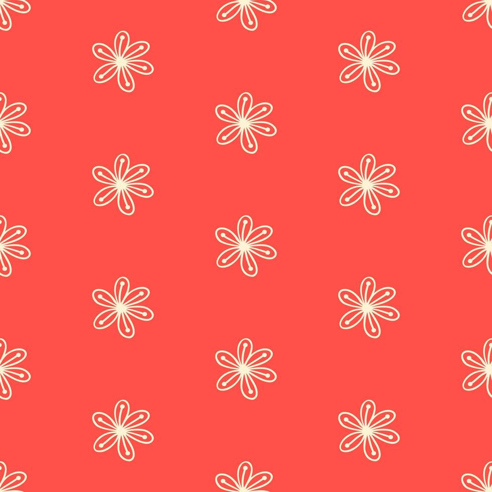 Seamless pattern of hand drawn doodle cute and simple flowers on isolated background. Romantic design for party, mothers day, Spring, Easter celebrations, greeting card, invitations, scrapbooking. vector