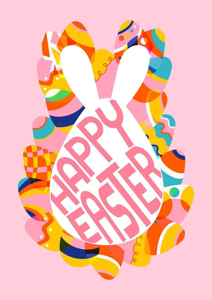 Happy Easter greeting card with eggs vector illustration