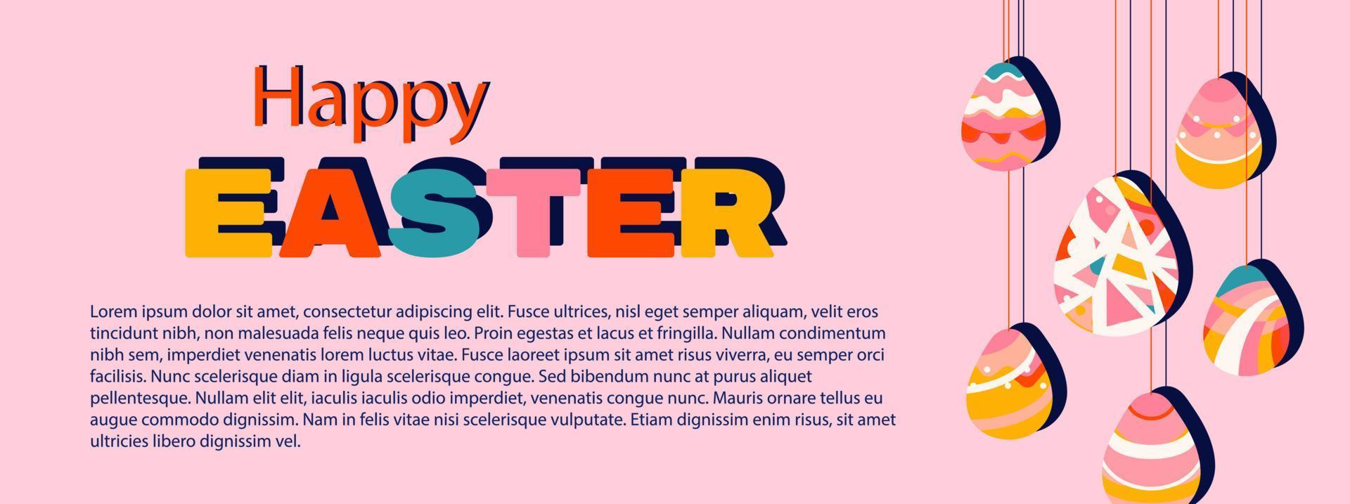 Happy Easter vector background with painted eggs