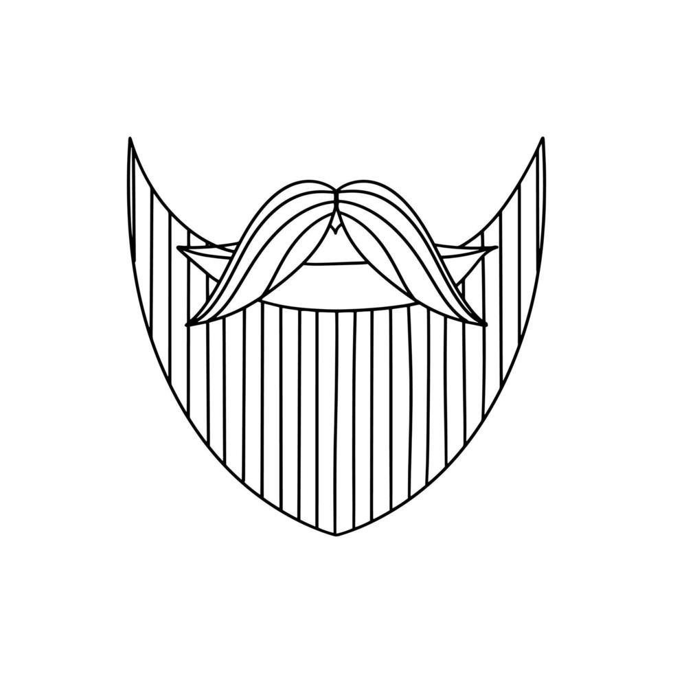 Fashionable modern male beard with mustache. Vector doodle illustration