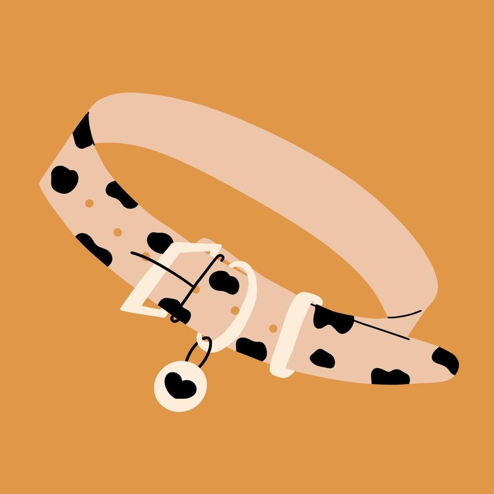 Dog collar. Pet accessory design. Vector hand drawn illustration