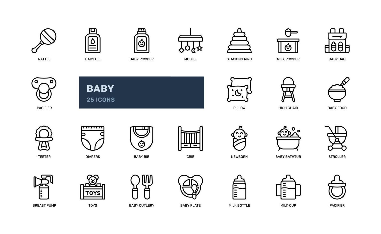 baby newborn infant mother kids play detailed outline line icon set vector