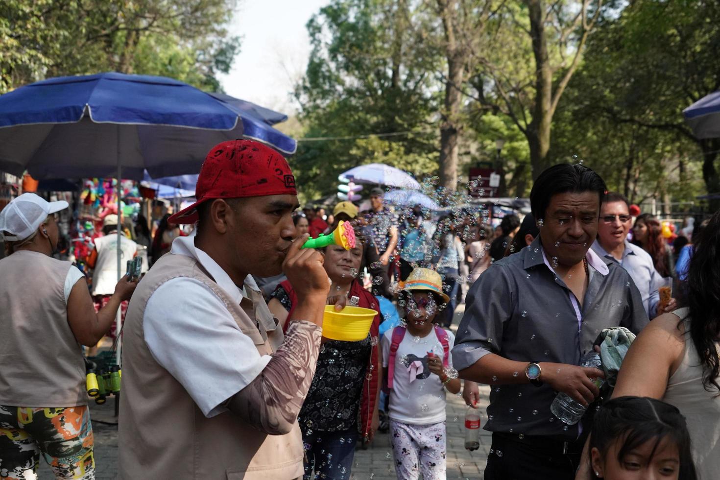 MEXICO CITY, FEBRUARY 3 2019 - Town park Chapultepec crowded of people on sunday photo