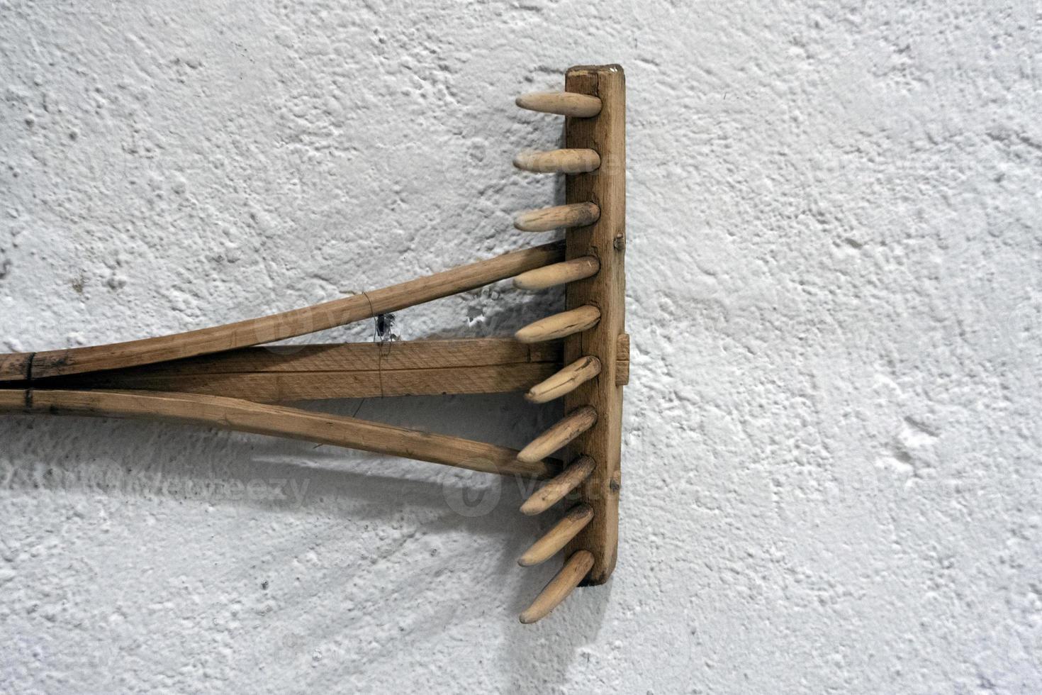 Old wood rake tool photo