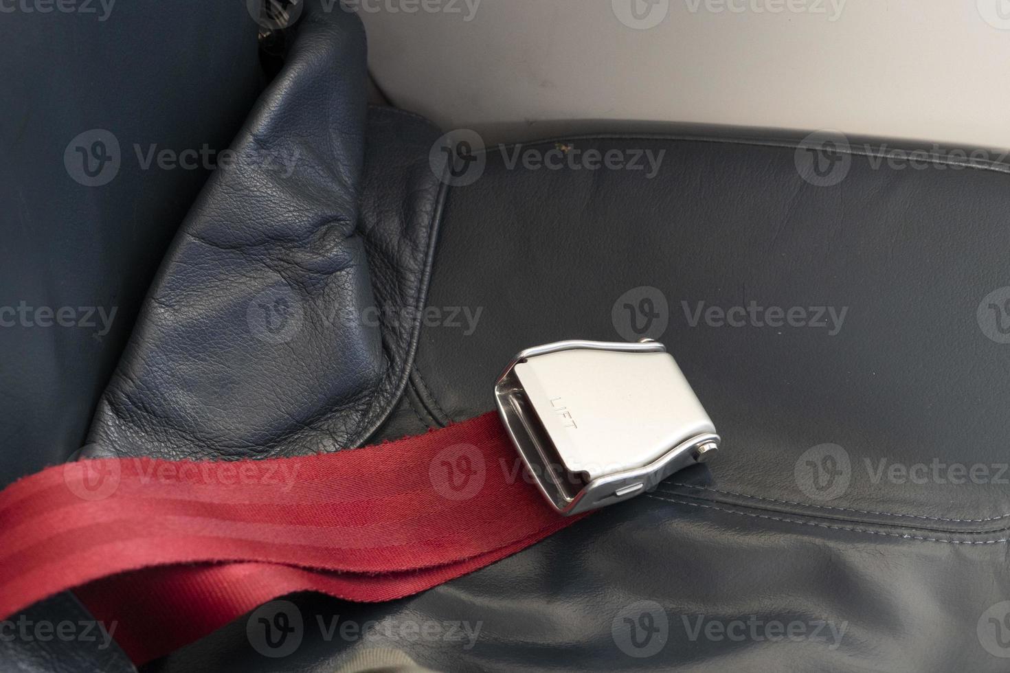 Airplane security belt detail photo