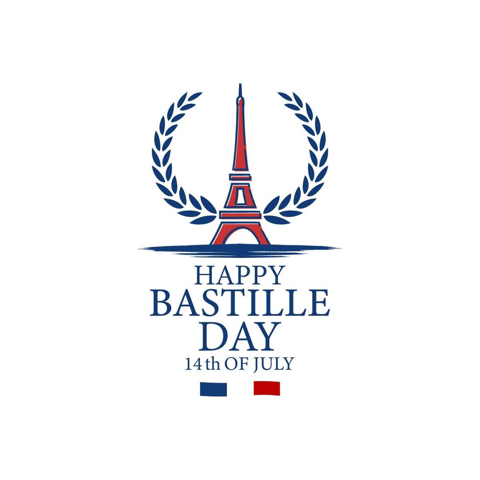 14 de julio, feliz día de la bastilla. día nacional de francia. torre eiffel, elementos de colores de la bandera de francia. tarjeta, pancarta, afiche, diseño de fondo. ilustración vectorial vector