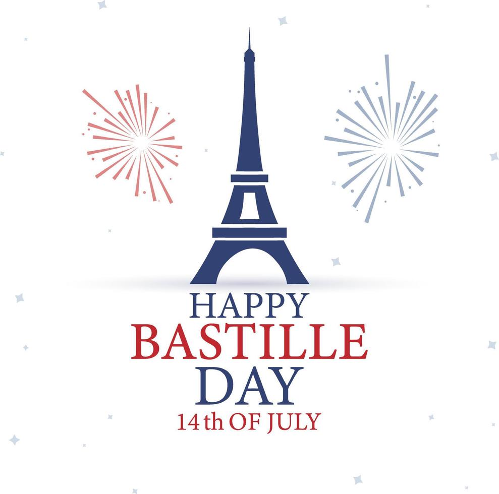 14 de julio, feliz día de la bastilla. día nacional de francia. torre eiffel, elementos de colores de la bandera de francia. tarjeta, pancarta, afiche, diseño de fondo. ilustración vectorial vector