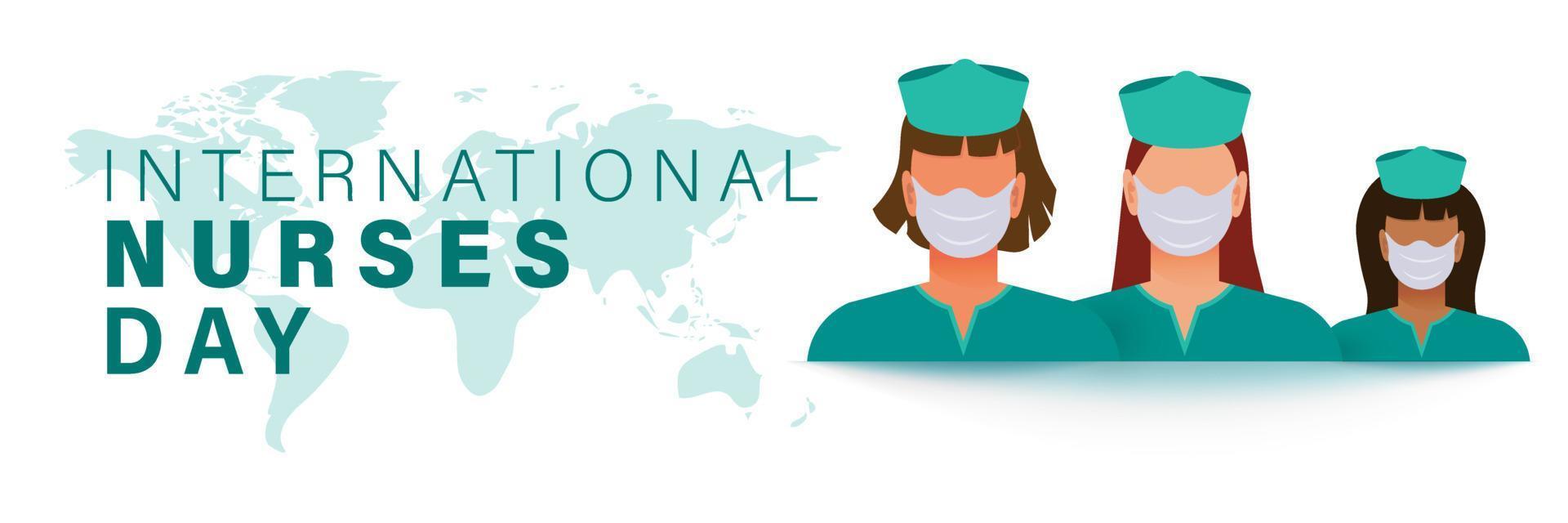 día internacional de las enfermeras. 12 de mayo tarjeta, pancarta, afiche, diseño de fondo. ilustración vectorial vector