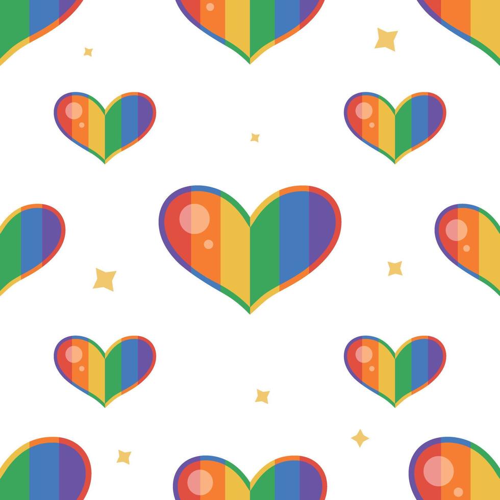 Hearts seamless pattern with rainbow. Gay parade, pattern for LGBT rights. Vector background