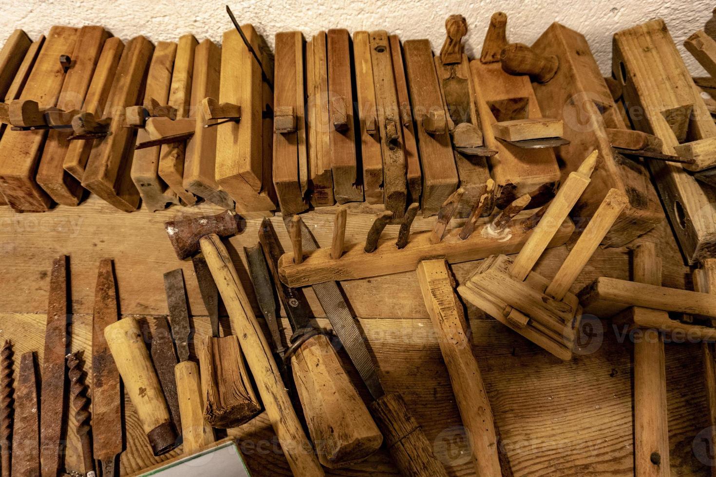 ancient carpenter table tools photo