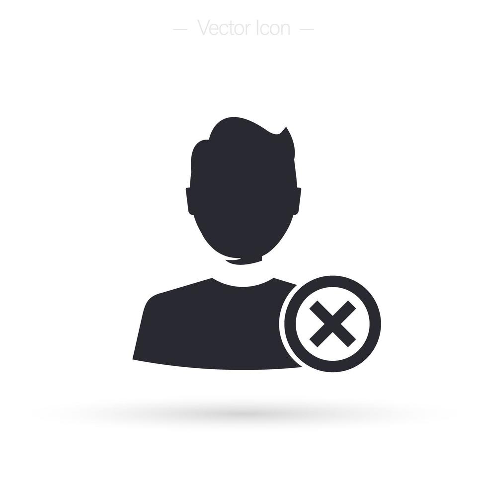 Rejected user icon. Blocked user person. Delete contact sign design. Isolated vector illustration