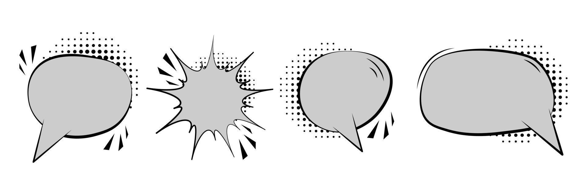 A set of comic speech bubbles. Halftone shadows. Isolated vector illustration