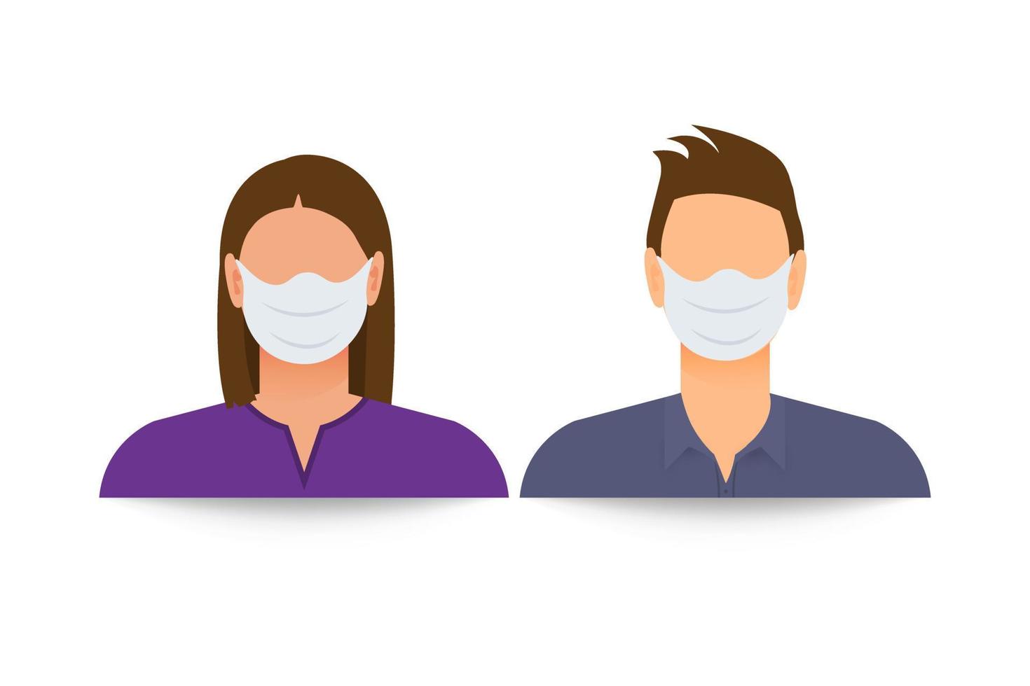 silueta femenina y masculina enmascarada. por favor, pon el ícono de tu máscara facial. un cartel que pide a las personas que usen una máscara facial. coronavirus. ilustración vectorial aislada. vector