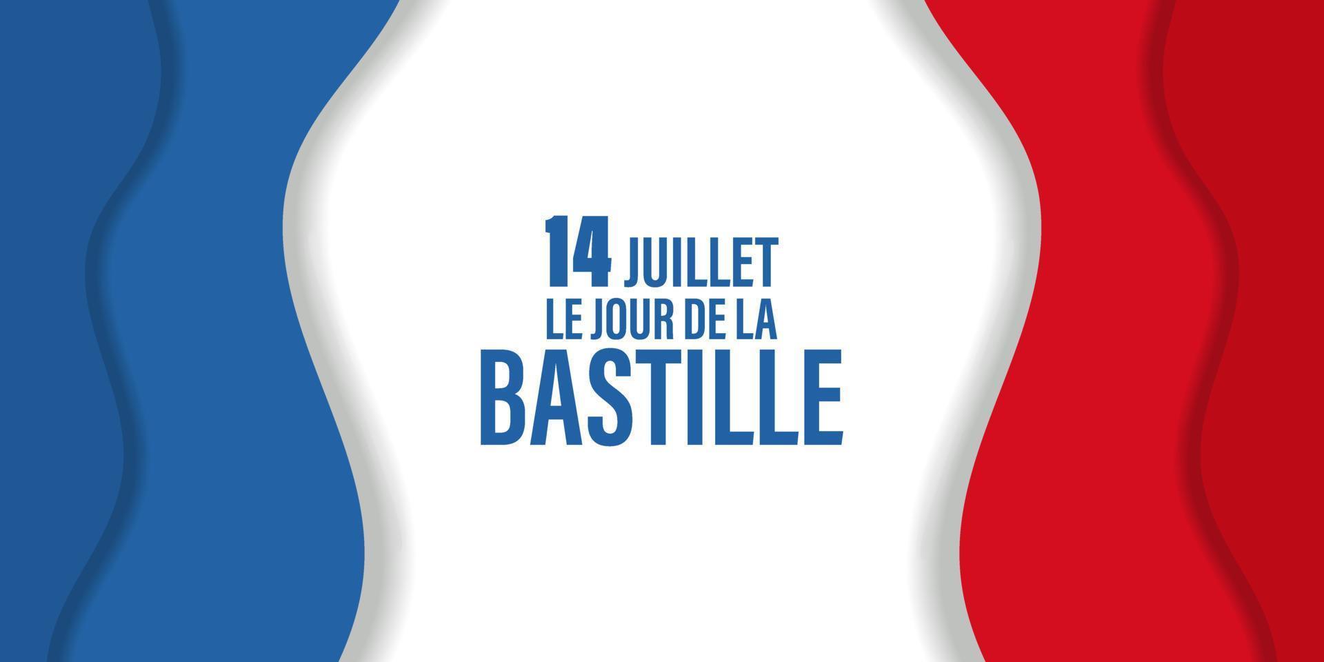 14th July, Happy Bastille Day. National Day of France. Eiffel tower, france flag colors elements. Card, banner, poster, background design. Vector illustration.