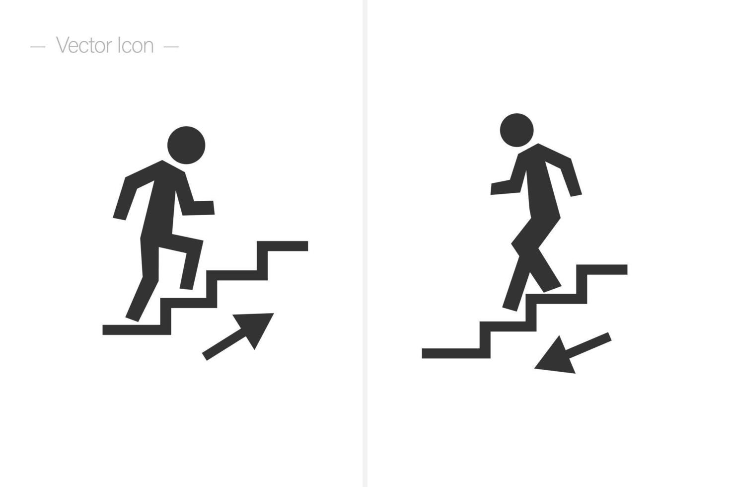 humano subiendo las escaleras. humano bajando las escaleras. icono aislado del vector