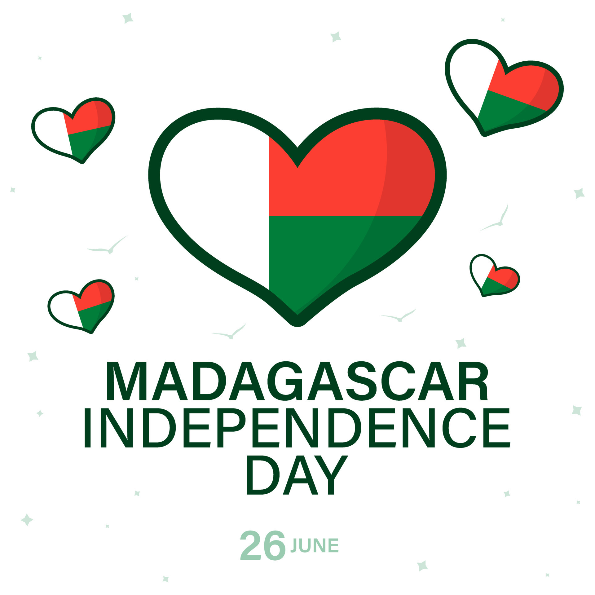 26 june, Madagascar Independence Day, National holiday. Card, banner