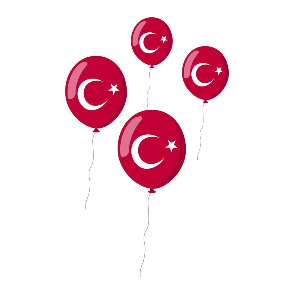 Balloon with Turkish flag. Isolated vector on white background.