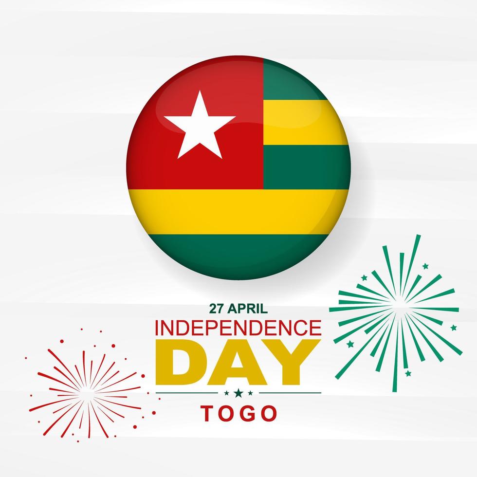 April 27th. Togo independence day. Togo flag. Card, banner, poster, background design. Vector illustration.