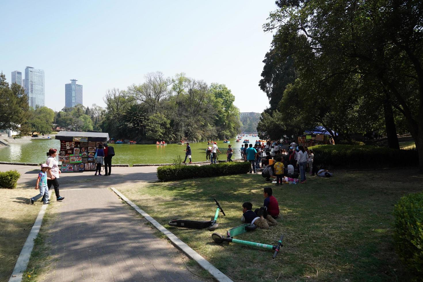 MEXICO CITY, FEBRUARY 3 2019 - Town park Chapultepec crowded of people on sunday photo