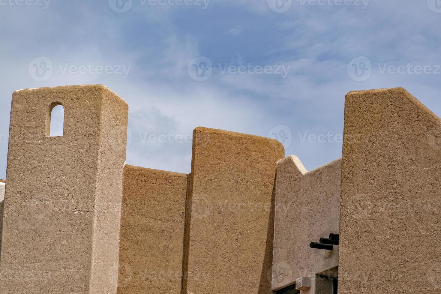 mexican traditional house painted wall and roof detail photo
