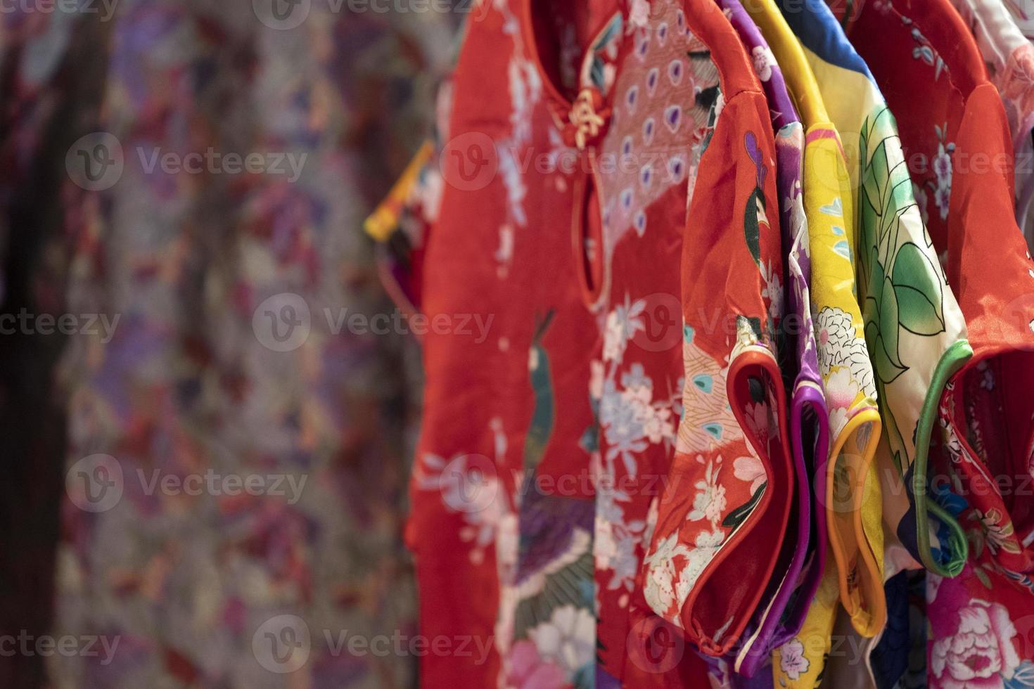 many japanese kimono dress at the market photo