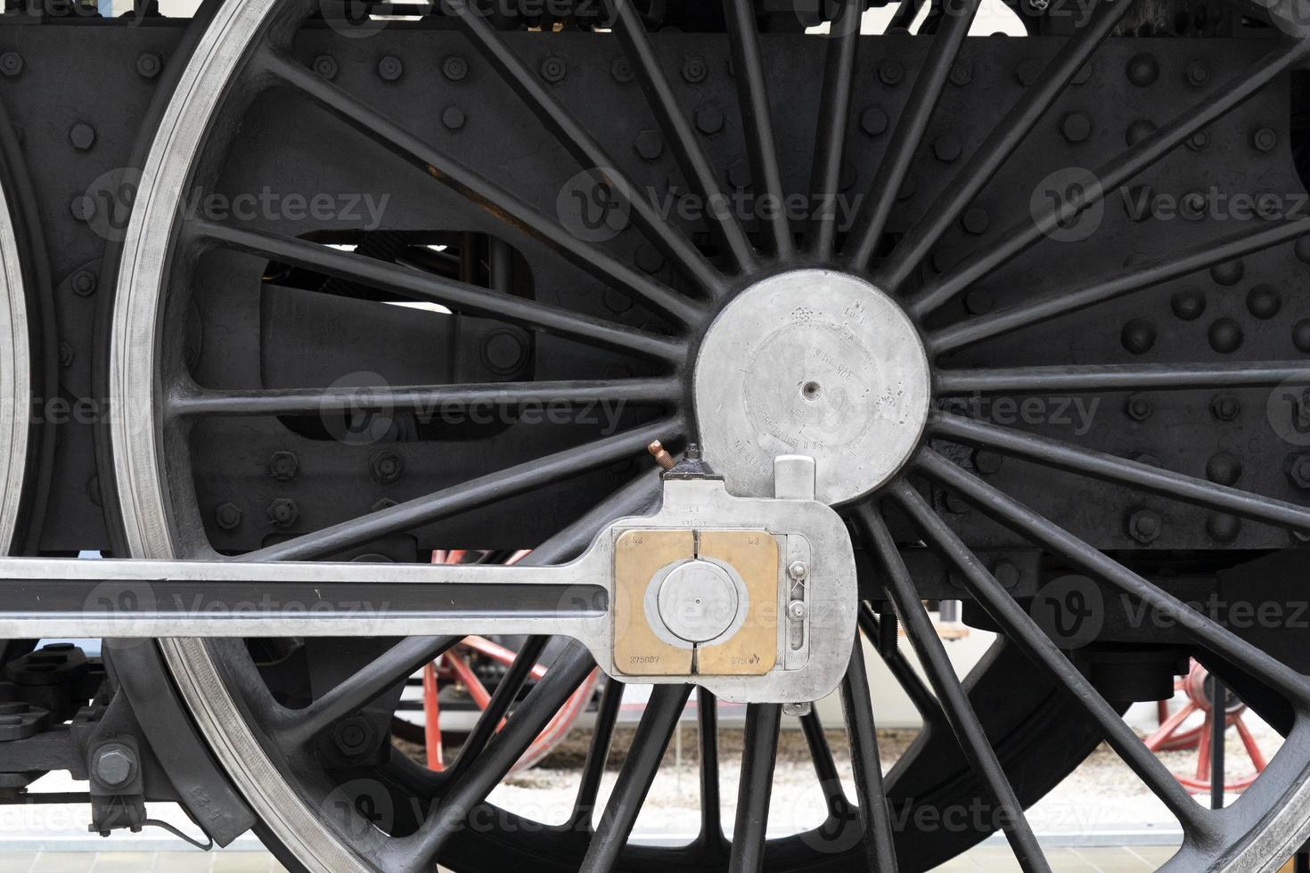 old steam train wheels detail photo