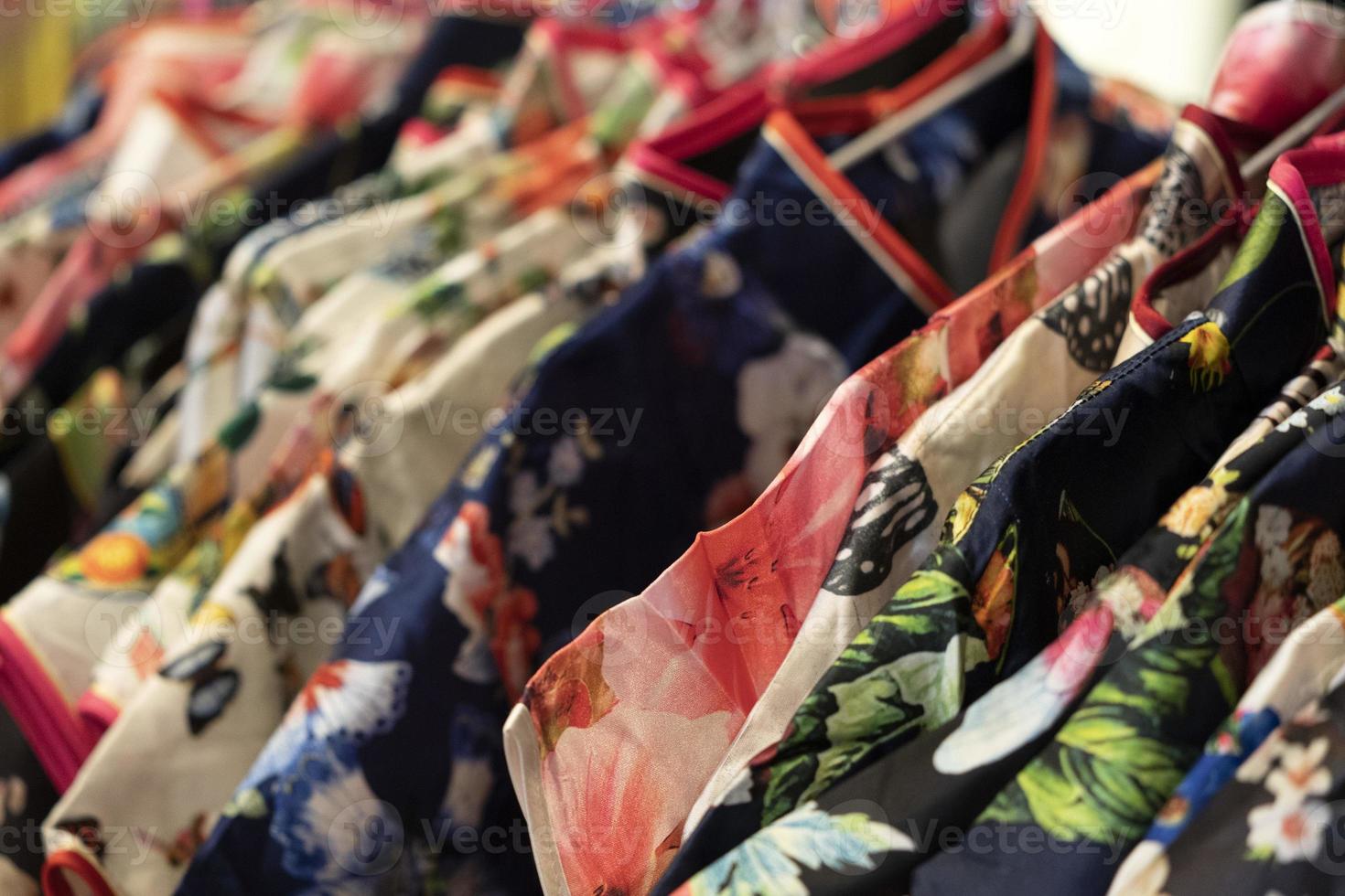 many japanese kimono dress at the market photo