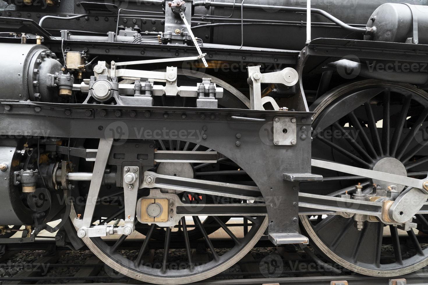 old steam train wheels detail photo