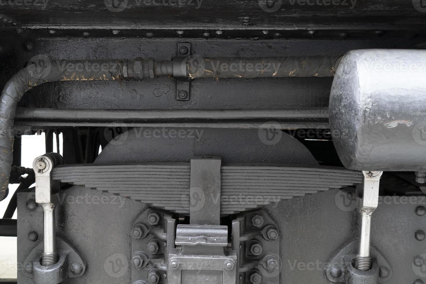 detalle de las ruedas del antiguo tren de vapor foto