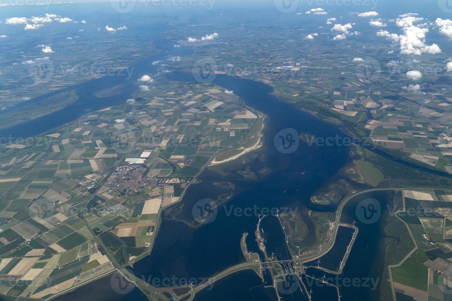 Rotterdam channels sea aerial view panorama photo