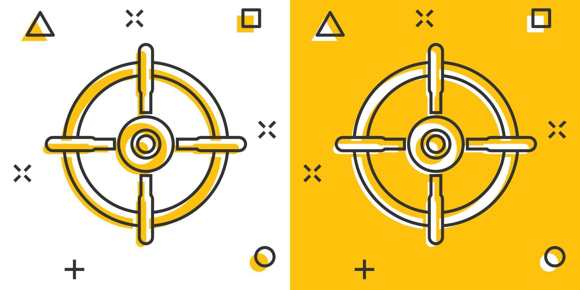 Shooting target vector icon in comic style. Aim sniper symbol cartoon illustration on white background. Target aim business concept splash effect.