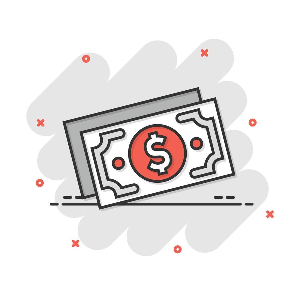 Money stack icon in comic style. Exchange cash cartoon vector illustration on white isolated background. Banknote bill splash effect business concept.