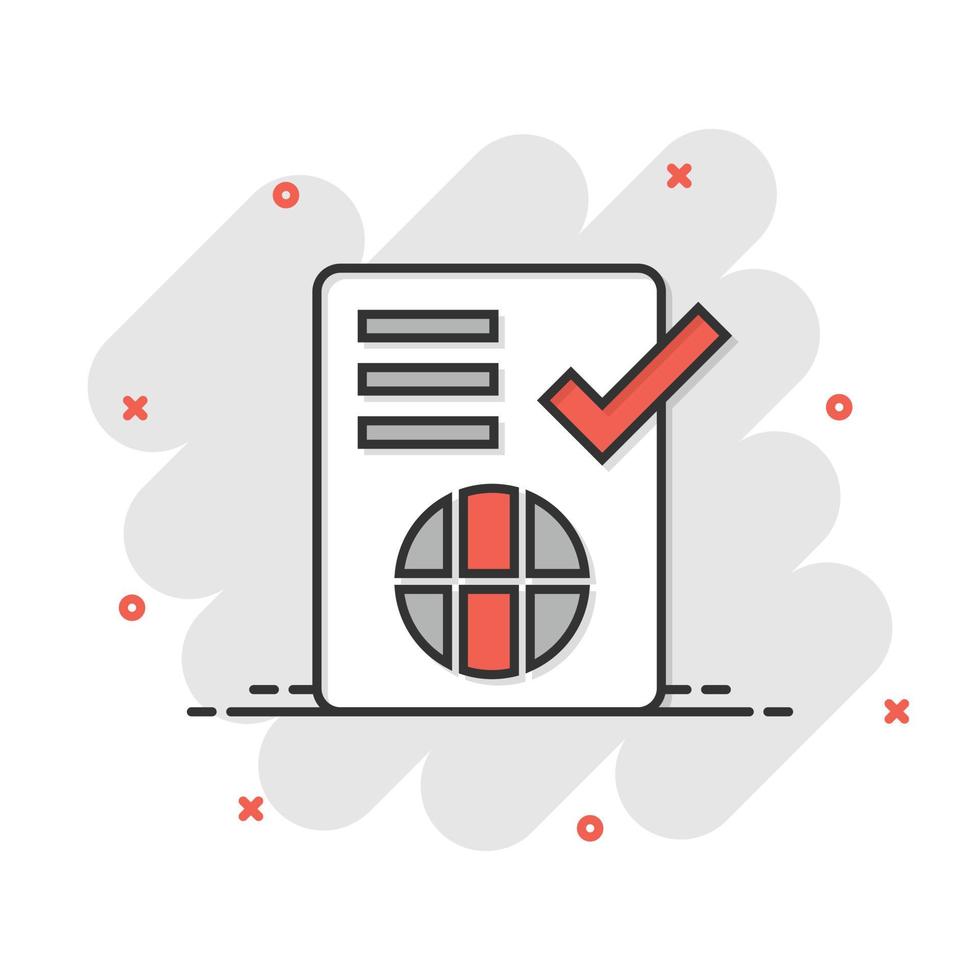 To do list icon in comic style. Document checklist cartoon vector illustration on white isolated background. Notepad check mark splash effect business concept.