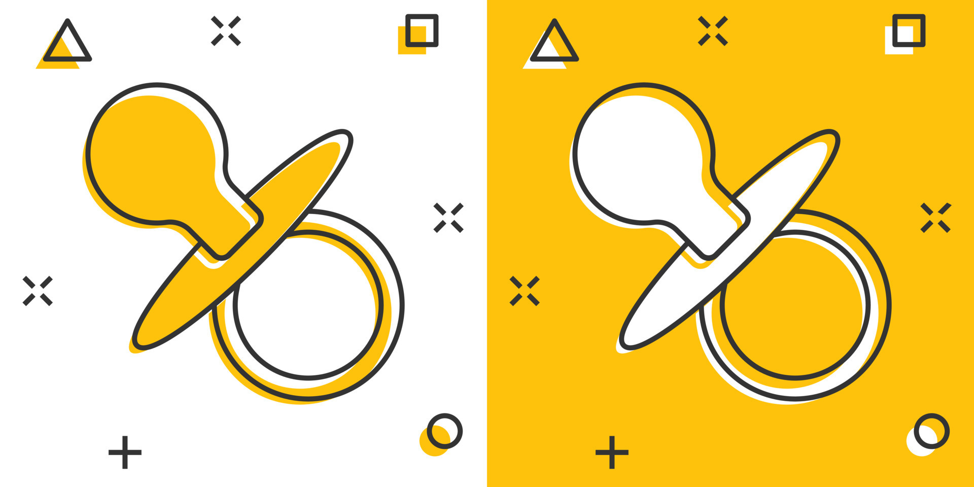 Vector cartoon baby pacifier icon in comic style. Child toy nipple sign