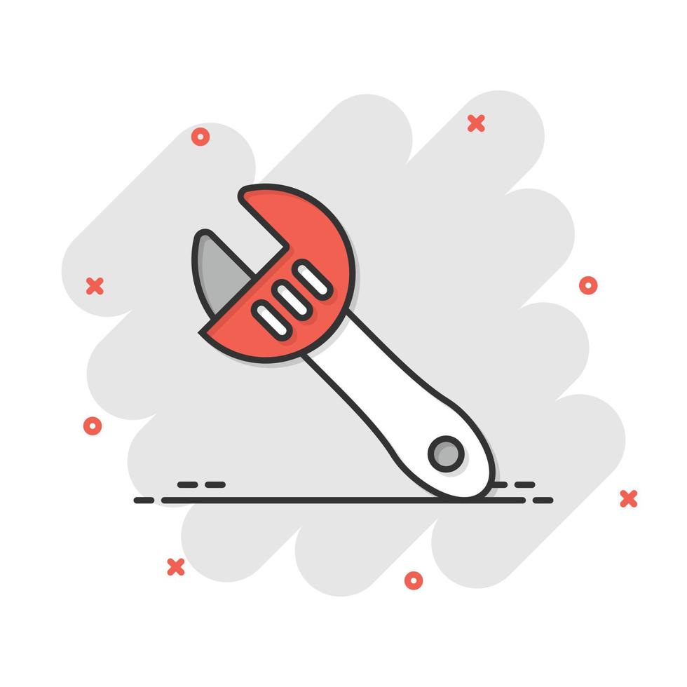 icono de llave inglesa en estilo plano. Ilustración de vector de llave inglesa sobre fondo blanco aislado. concepto de negocio de equipos de reparación.