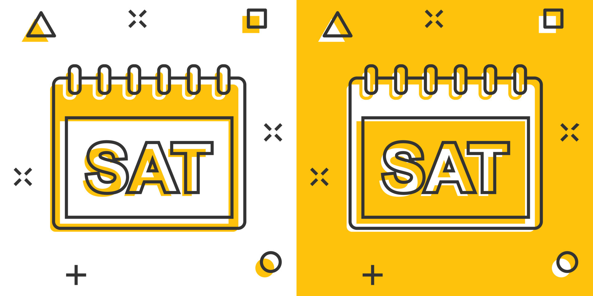 Vector cartoon saturday calendar page icon in comic style. Calendar