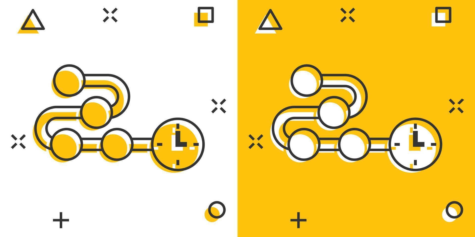 Timeline icon in comic style. Progress cartoon vector illustration on white isolated background. Diagram splash effect business concept.