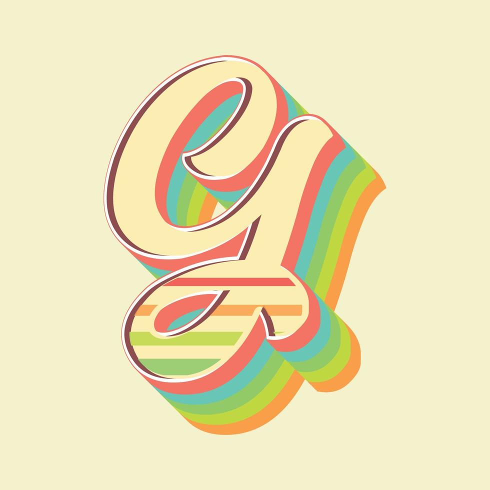 Vintage style 3d illustration of letter g vector