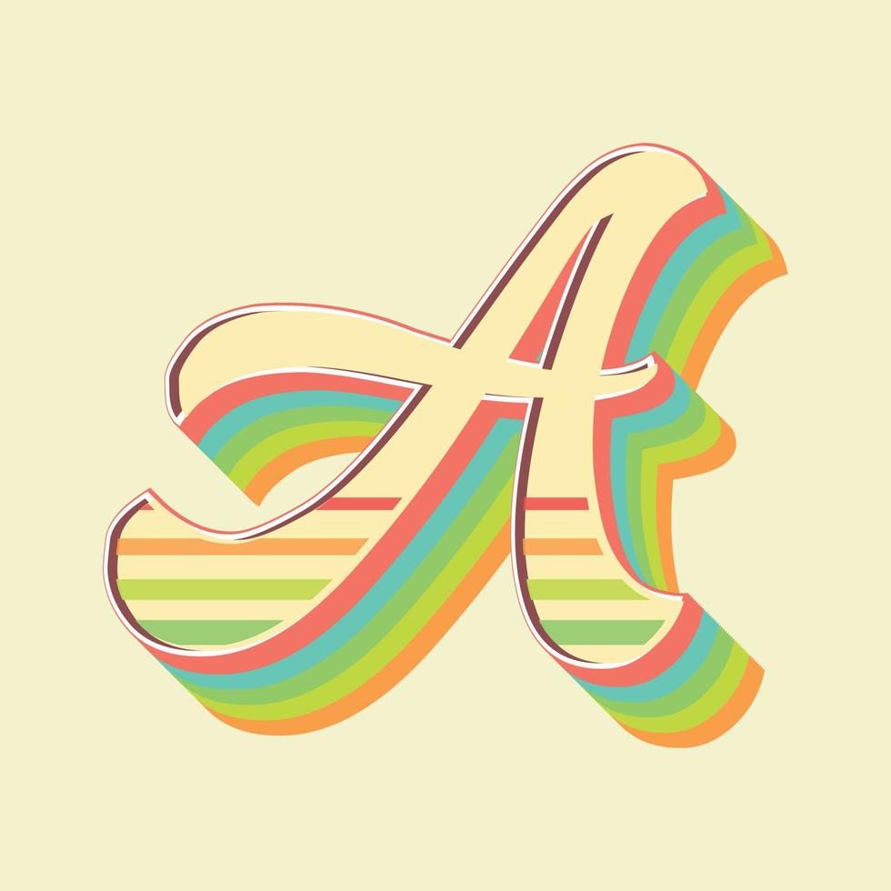 Vintage style 3d illustration of letter a vector