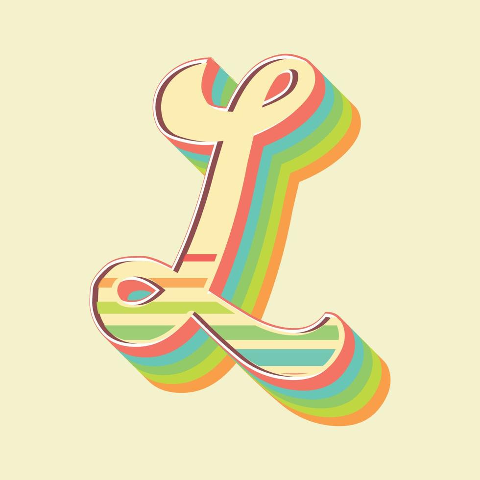Vintage style 3d illustration of letter l vector
