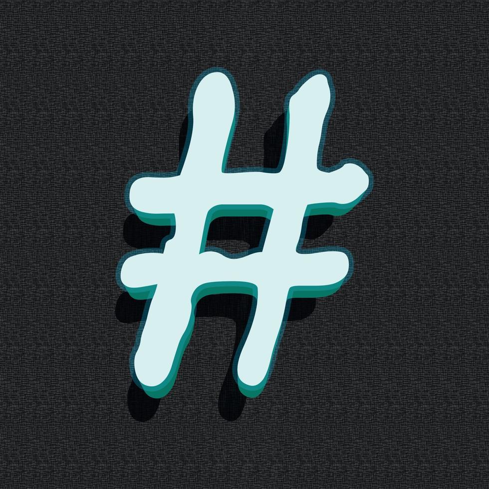 ilustración 3d estilo fantasma de hashtag vector