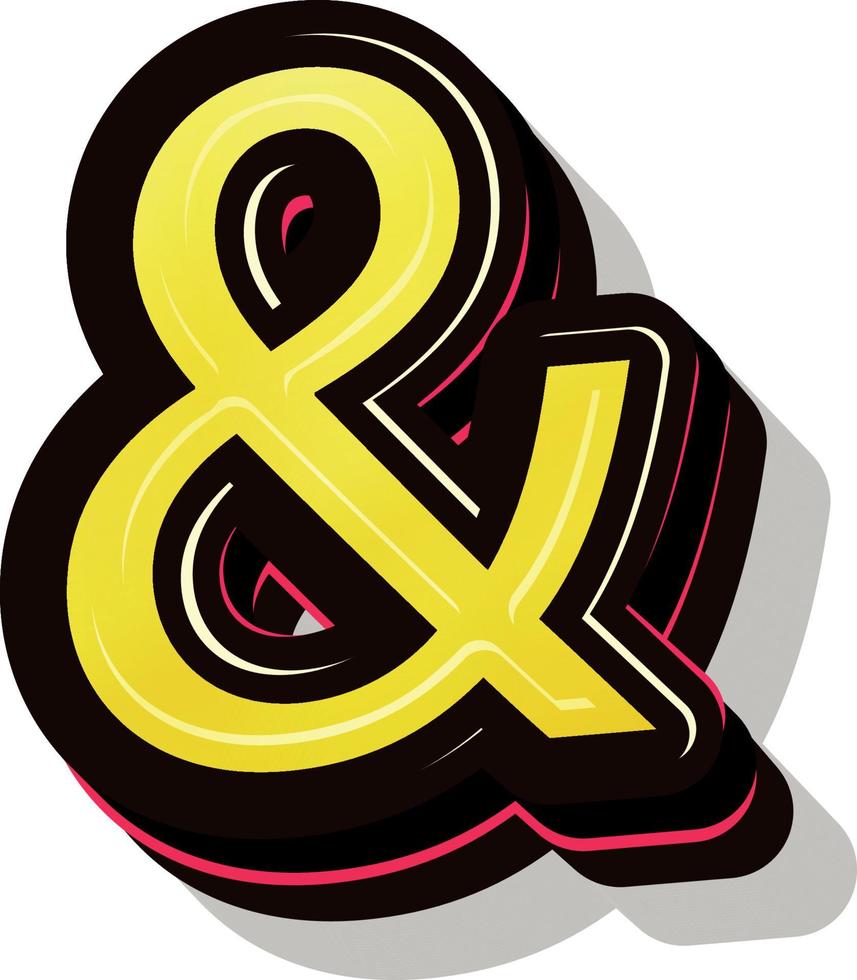 Ilustración 3d de signo ampersand vector