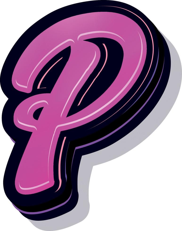 3d illustration of letter p vector