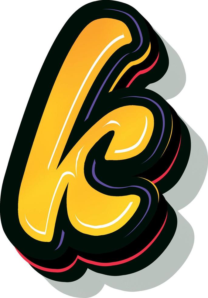 3d illustration of small letter k vector