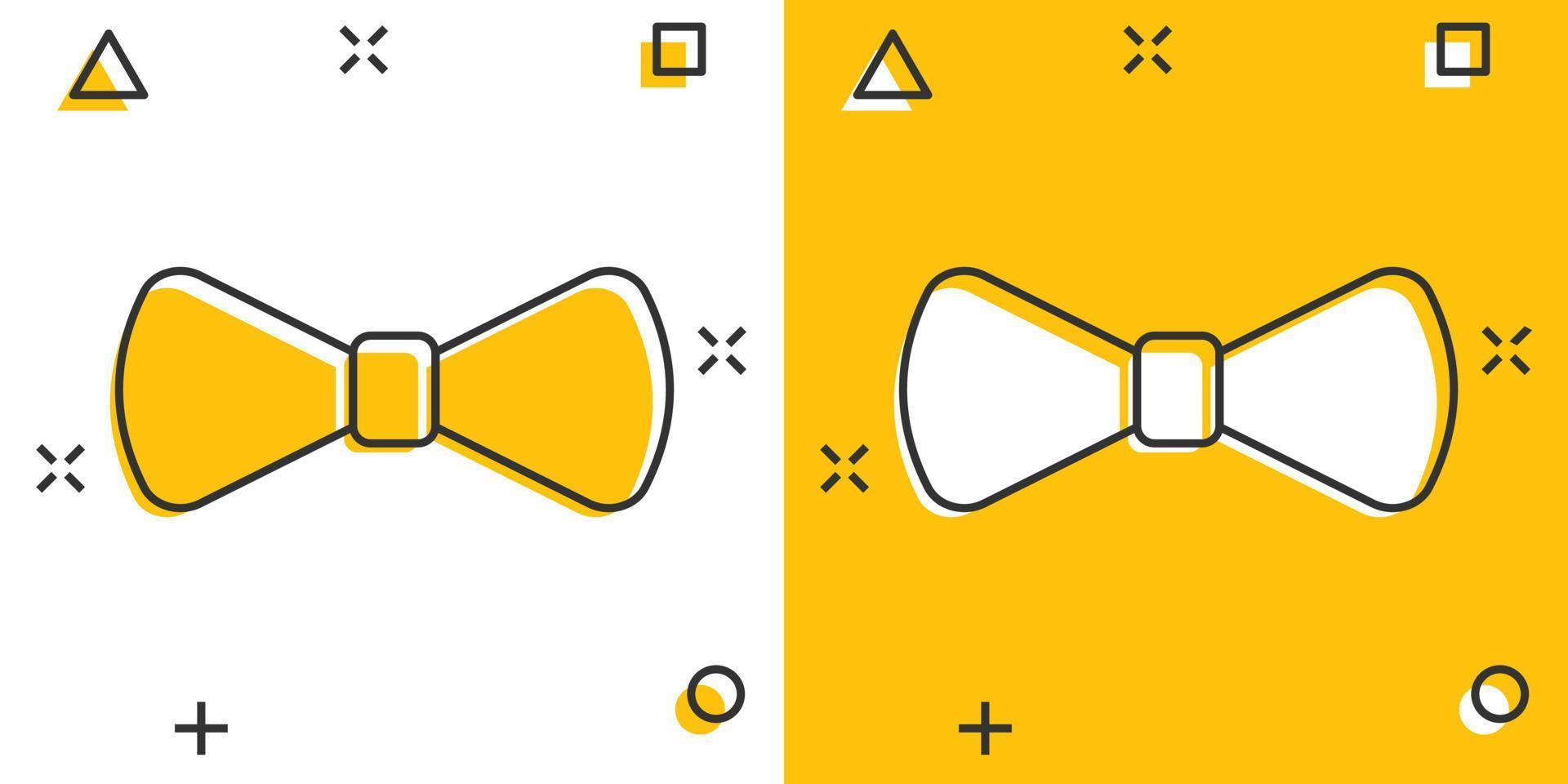 icono de pajarita de dibujos animados vectoriales en estilo cómico. pictograma de ilustración de signo de corbata. concepto de efecto de salpicadura de negocios de pajarita. vector