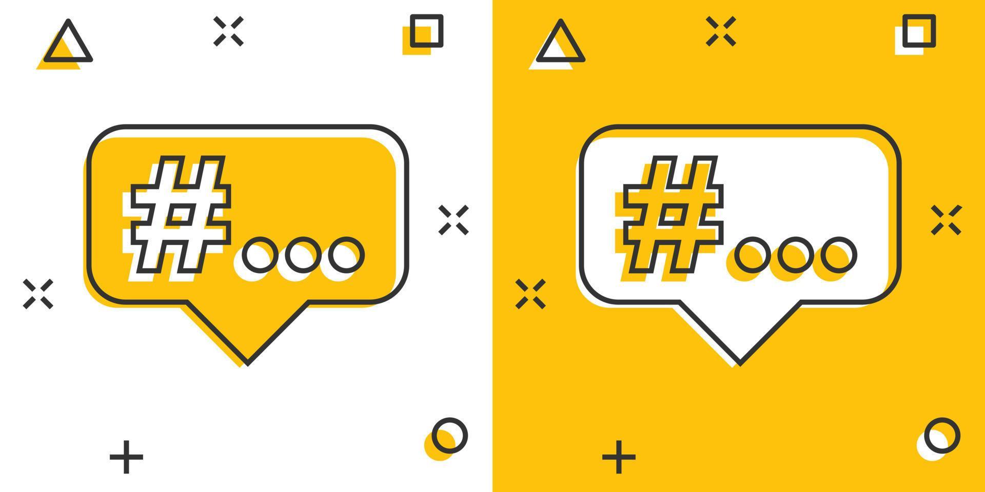 Vector cartoon hashtag icon in comic style. Social media marketing