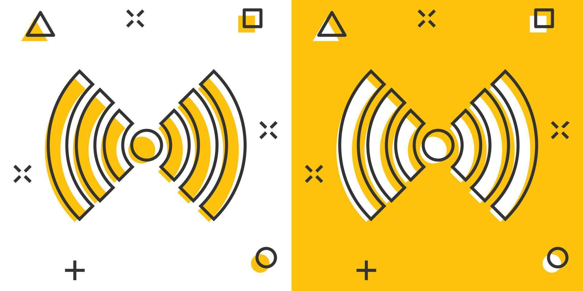 icono de internet wifi en estilo cómico. pictograma de ilustración de dibujos animados de vector de tecnología inalámbrica wi-fi. efecto de salpicadura del concepto de negocio wifi de red.